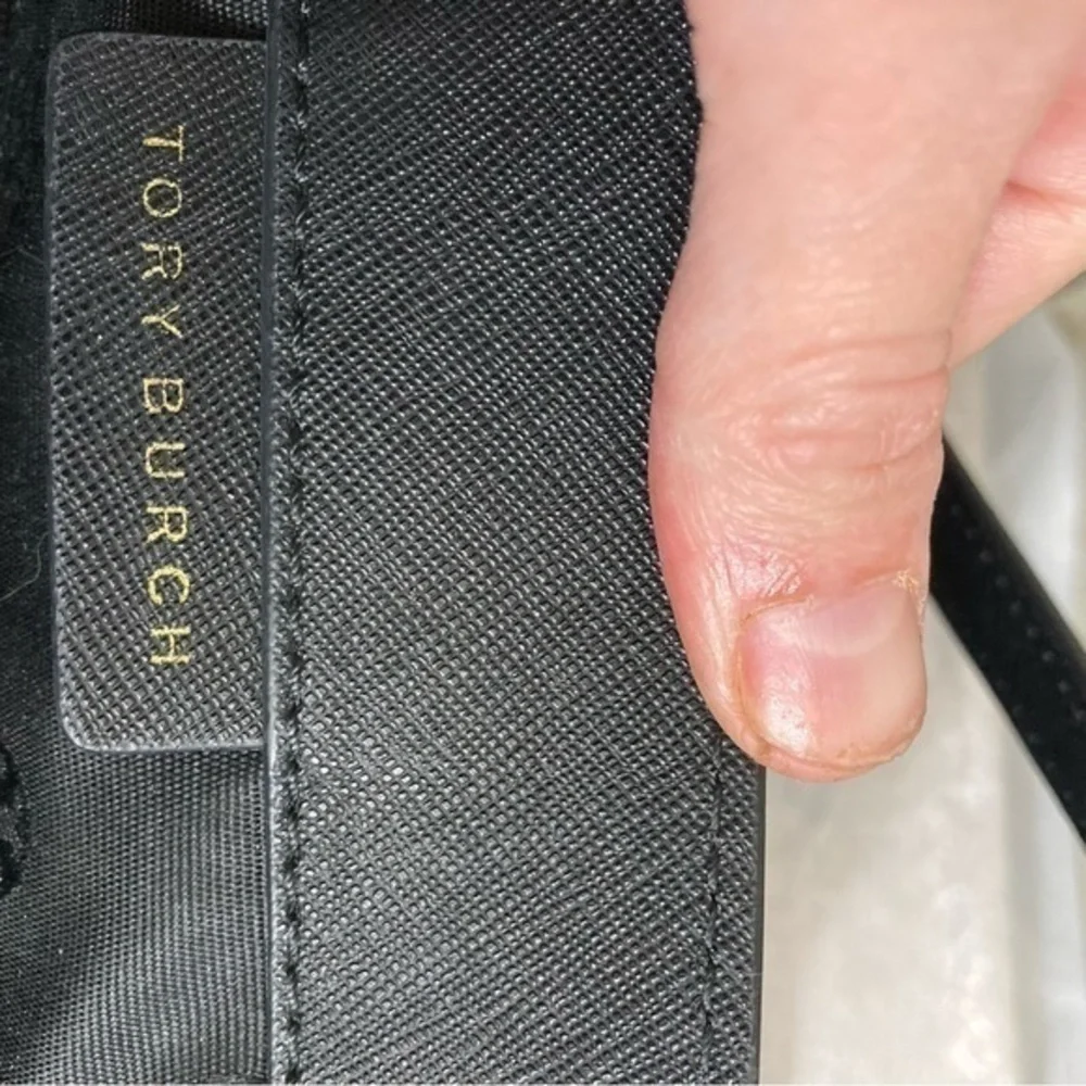 Tory Burch black saffiano leather laptop tote bag